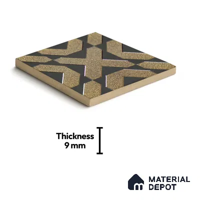 Metallic Wall Handmade Tile TL 05867 B Cross Edge Opulent Metal 96 mm x 96 mm Vitrified - 9 mm | 8 Random Patterns | Suitable For Living Room, Bedroom, Kitchen