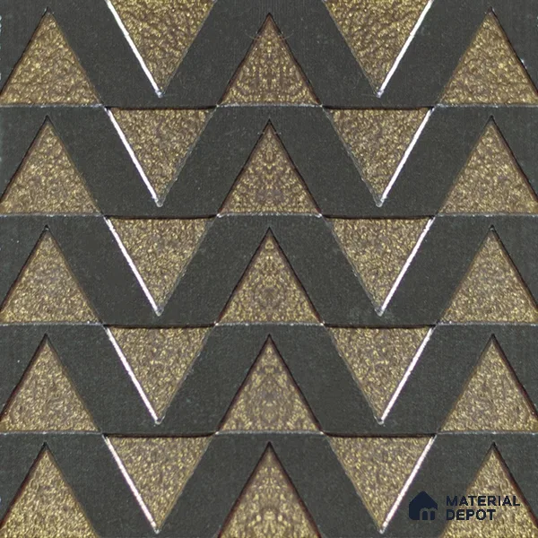 Metallic Wall Handmade Tile TL 05867 C Chevron Layer Opulent Metal 96 mm x 96 mm Vitrified - 9 mm | 8 Random Patterns | Suitable For Living Room, Bedroom, Kitchen