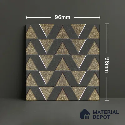 Metallic Wall Handmade Tile TL 05867 C Chevron Layer Opulent Metal 96 mm x 96 mm Vitrified - 9 mm | 8 Random Patterns | Suitable For Living Room, Bedroom, Kitchen
