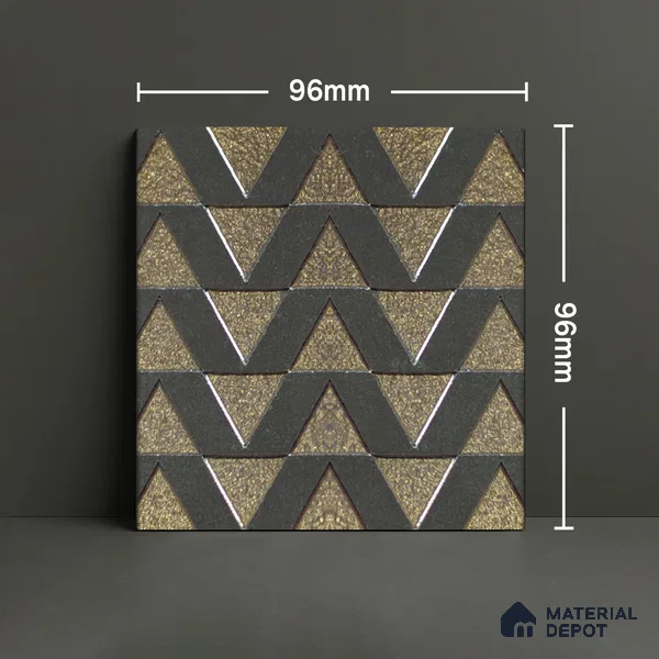 Metallic Wall Handmade Tile TL 05867 C Chevron Layer Opulent Metal 96 mm x 96 mm Vitrified - 9 mm | 8 Random Patterns | Suitable For Living Room, Bedroom, Kitchen