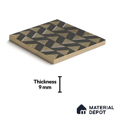 Metallic Wall Handmade Tile TL 05867 C Chevron Layer Opulent Metal 96 mm x 96 mm Vitrified - 9 mm | 8 Random Patterns | Suitable For Living Room, Bedroom, Kitchen
