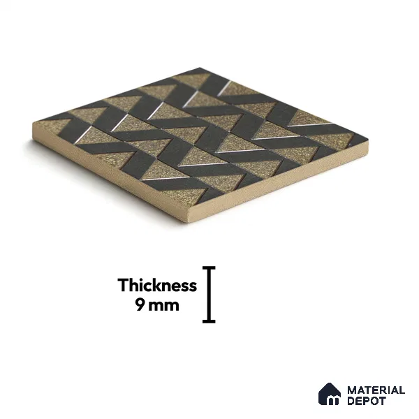 Metallic Wall Handmade Tile TL 05867 C Chevron Layer Opulent Metal 96 mm x 96 mm Vitrified - 9 mm | 8 Random Patterns | Suitable For Living Room, Bedroom, Kitchen
