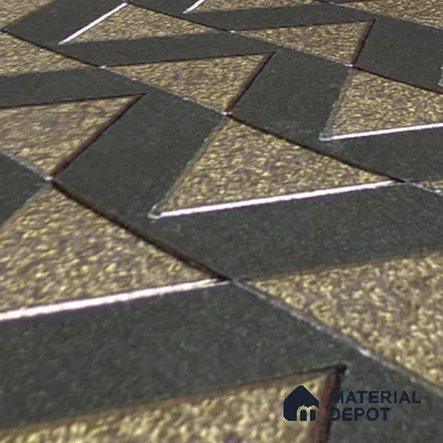 Metallic Wall Handmade Tile TL 05867 C Chevron Layer Opulent Metal 96 mm x 96 mm Vitrified - 9 mm | 8 Random Patterns | Suitable For Living Room, Bedroom, Kitchen
