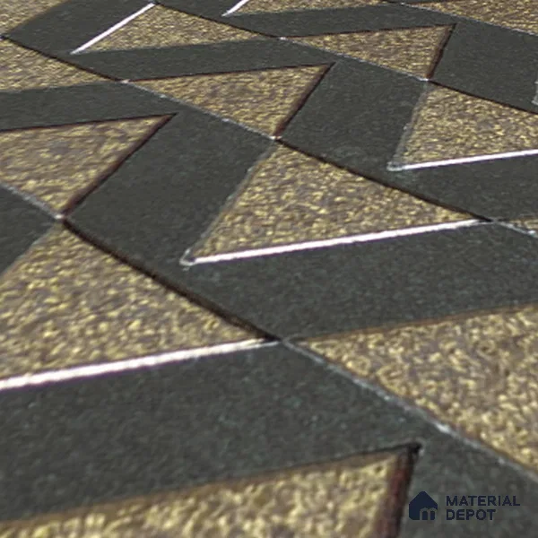 Metallic Wall Handmade Tile TL 05867 C Chevron Layer Opulent Metal 96 mm x 96 mm Vitrified - 9 mm | 8 Random Patterns | Suitable For Living Room, Bedroom, Kitchen
