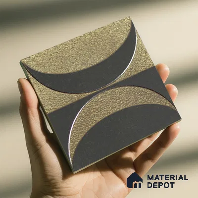 Metallic Wall Handmade Tile TL 05867 D Crescent Split Opulent Metal 96 mm x 96 mm Vitrified - 9 mm | 8 Random Patterns | Suitable For Living Room, Bedroom, Kitchen