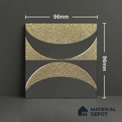 Metallic Wall Handmade Tile TL 05867 D Crescent Split Opulent Metal 96 mm x 96 mm Vitrified - 9 mm | 8 Random Patterns | Suitable For Living Room, Bedroom, Kitchen