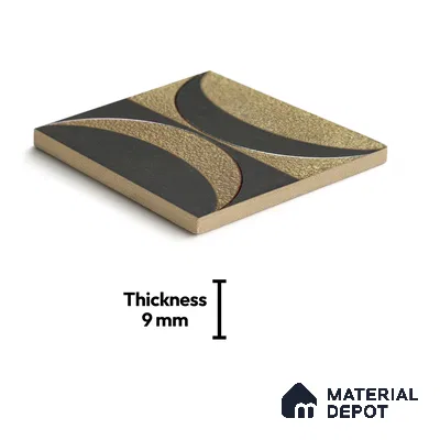 Metallic Wall Handmade Tile TL 05867 D Crescent Split Opulent Metal 96 mm x 96 mm Vitrified - 9 mm | 8 Random Patterns | Suitable For Living Room, Bedroom, Kitchen