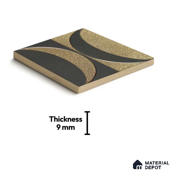 Metallic Wall Handmade Tile TL 05867 D Crescent Split Opulent Metal 96 mm x 96 mm Vitrified - 9 mm | 8 Random Patterns | Suitable For Living Room, Bedroom, Kitchen