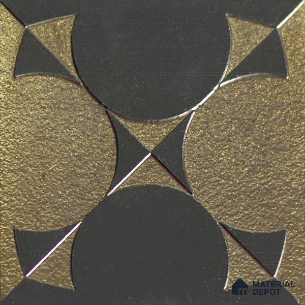 Metallic Wall Handmade Tile TL 05867 E Circle Harmony Opulent Metal 96 mm x 96 mm Vitrified - 9 mm | 8 Random Patterns | Suitable For Living Room, Bedroom, Kitchen