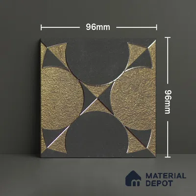 Metallic Wall Handmade Tile TL 05867 E Circle Harmony Opulent Metal 96 mm x 96 mm Vitrified - 9 mm | 8 Random Patterns | Suitable For Living Room, Bedroom, Kitchen