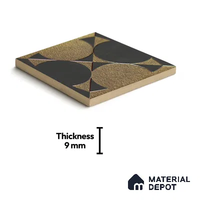 Metallic Wall Handmade Tile TL 05867 E Circle Harmony Opulent Metal 96 mm x 96 mm Vitrified - 9 mm | 8 Random Patterns | Suitable For Living Room, Bedroom, Kitchen
