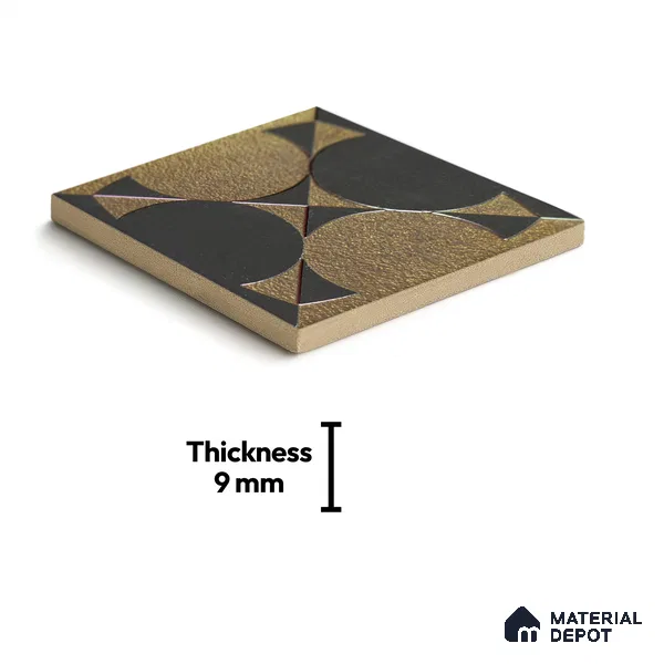Metallic Wall Handmade Tile TL 05867 E Circle Harmony Opulent Metal 96 mm x 96 mm Vitrified - 9 mm | 8 Random Patterns | Suitable For Living Room, Bedroom, Kitchen