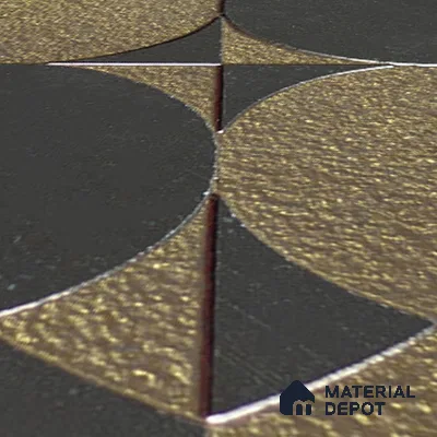 Metallic Wall Handmade Tile TL 05867 E Circle Harmony Opulent Metal 96 mm x 96 mm Vitrified - 9 mm | 8 Random Patterns | Suitable For Living Room, Bedroom, Kitchen