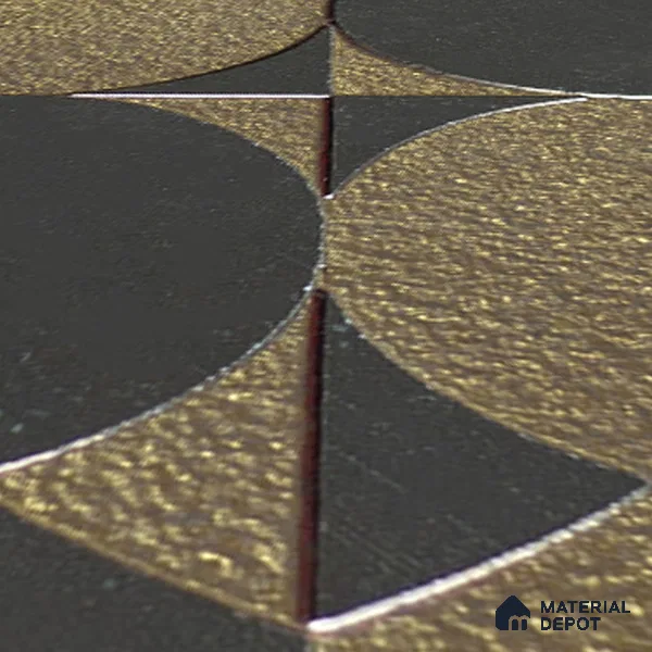 Metallic Wall Handmade Tile TL 05867 E Circle Harmony Opulent Metal 96 mm x 96 mm Vitrified - 9 mm | 8 Random Patterns | Suitable For Living Room, Bedroom, Kitchen