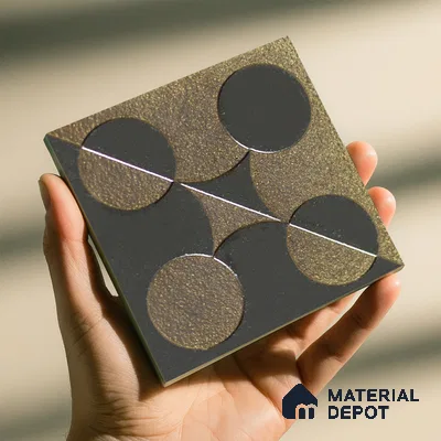 Metallic Wall Handmade Tile TL 05867 F Sphere Divide Opulent Metal 96 mm x 96 mm Vitrified - 9 mm | 8 Random Patterns | Suitable For Living Room, Bedroom, Kitchen