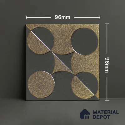 Metallic Wall Handmade Tile TL 05867 F Sphere Divide Opulent Metal 96 mm x 96 mm Vitrified - 9 mm | 8 Random Patterns | Suitable For Living Room, Bedroom, Kitchen