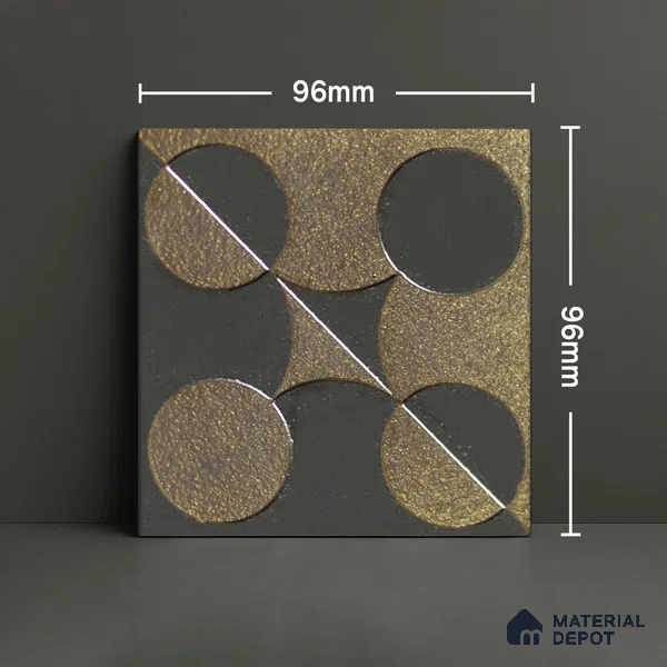 Metallic Wall Handmade Tile TL 05867 F Sphere Divide Opulent Metal 96 mm x 96 mm Vitrified - 9 mm | 8 Random Patterns | Suitable For Living Room, Bedroom, Kitchen