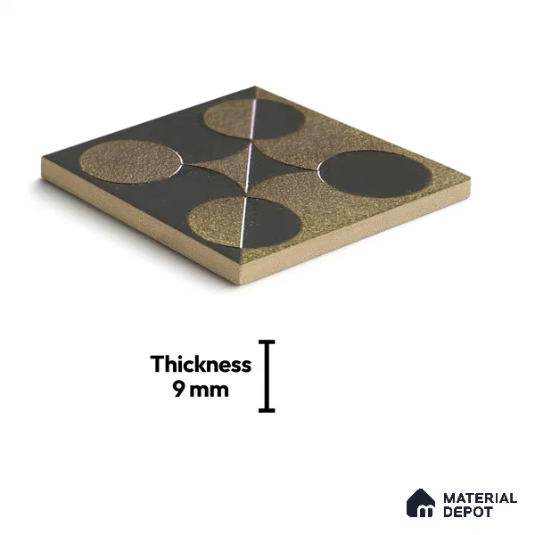 Metallic Wall Handmade Tile TL 05867 F Sphere Divide Opulent Metal 96 mm x 96 mm Vitrified - 9 mm | 8 Random Patterns | Suitable For Living Room, Bedroom, Kitchen
