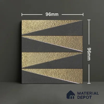 Metallic Wall Handmade Tile TL 05867 G Zigzag Stripe Opulent Metal 96 mm x 96 mm Vitrified - 9 mm | 8 Random Patterns | Suitable For Living Room, Bedroom, Kitchen