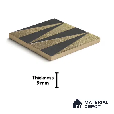 Metallic Wall Handmade Tile TL 05867 G Zigzag Stripe Opulent Metal 96 mm x 96 mm Vitrified - 9 mm | 8 Random Patterns | Suitable For Living Room, Bedroom, Kitchen