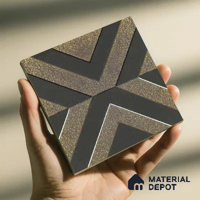 Metallic Wall Handmade Tile TL 05867 H Cross Align Opulent Metal 96 mm x 96 mm Vitrified - 9 mm | 8 Random Patterns | Suitable For Living Room, Bedroom, Kitchen