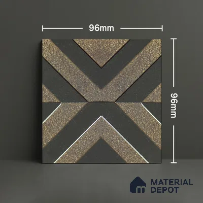 Metallic Wall Handmade Tile TL 05867 H Cross Align Opulent Metal 96 mm x 96 mm Vitrified - 9 mm | 8 Random Patterns | Suitable For Living Room, Bedroom, Kitchen