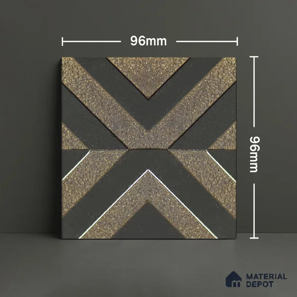 Metallic Wall Handmade Tile TL 05867 H Cross Align Opulent Metal 96 mm x 96 mm Vitrified - 9 mm | 8 Random Patterns | Suitable For Living Room, Bedroom, Kitchen