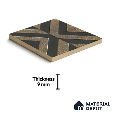Metallic Wall Handmade Tile TL 05867 H Cross Align Opulent Metal 96 mm x 96 mm Vitrified - 9 mm | 8 Random Patterns | Suitable For Living Room, Bedroom, Kitchen