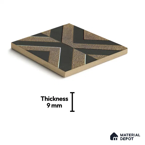 Metallic Wall Handmade Tile TL 05867 H Cross Align Opulent Metal 96 mm x 96 mm Vitrified - 9 mm | 8 Random Patterns | Suitable For Living Room, Bedroom, Kitchen