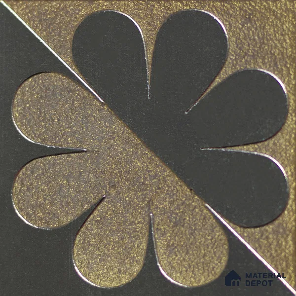 Metallic Wall Handmade Tile TL 05867 Petal Divide Opulent Metal 96 mm x 96 mm Vitrified - 9 mm | 8 Random Patterns | Suitable For Living Room, Bedroom, Kitchen