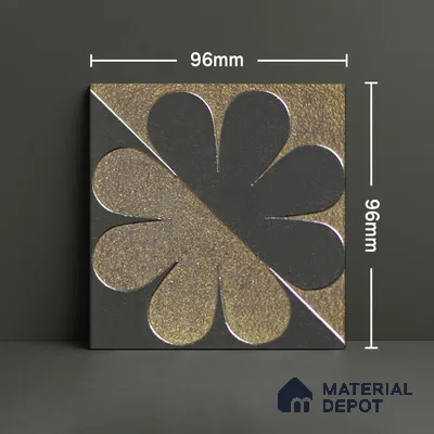 Metallic Wall Handmade Tile TL 05867 Petal Divide Opulent Metal 96 mm x 96 mm Vitrified - 9 mm | 8 Random Patterns | Suitable For Living Room, Bedroom, Kitchen