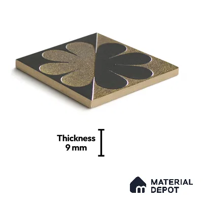 Metallic Wall Handmade Tile TL 05867 Petal Divide Opulent Metal 96 mm x 96 mm Vitrified - 9 mm | 8 Random Patterns | Suitable For Living Room, Bedroom, Kitchen