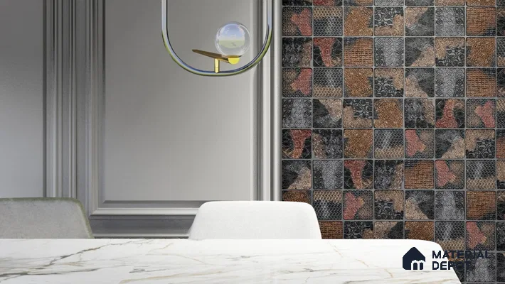 Metallic Wall Handmade Tile TL 05878 B Pattern 2 Gothic Glow 96 mm x 96 mm Vitrified - 9 mm | Random Mix Patterns | Suitable For Living Room, Bedroom, Kitchen