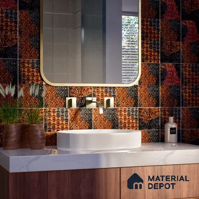 Metallic Wall Handmade Tile TL 05878 B Pattern 2 Gothic Glow 96 mm x 96 mm Vitrified - 9 mm | Random Mix Patterns | Suitable For Living Room, Bedroom, Kitchen