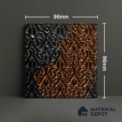 Metallic Wall Handmade Tile TL 05878 B Pattern 2 Gothic Glow 96 mm x 96 mm Vitrified - 9 mm | Random Mix Patterns | Suitable For Living Room, Bedroom, Kitchen