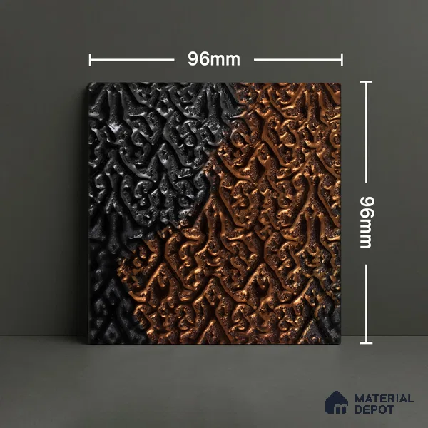 Metallic Wall Handmade Tile TL 05878 B Pattern 2 Gothic Glow 96 mm x 96 mm Vitrified - 9 mm | Random Mix Patterns | Suitable For Living Room, Bedroom, Kitchen