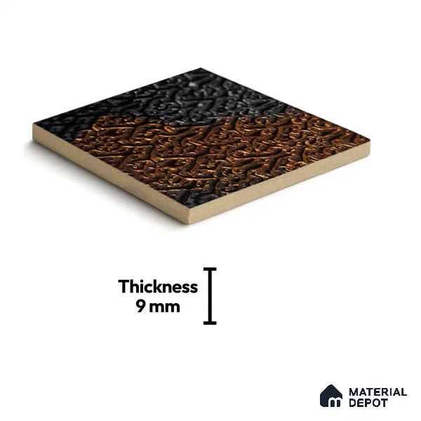 Metallic Wall Handmade Tile TL 05878 B Pattern 2 Gothic Glow 96 mm x 96 mm Vitrified - 9 mm | Random Mix Patterns | Suitable For Living Room, Bedroom, Kitchen