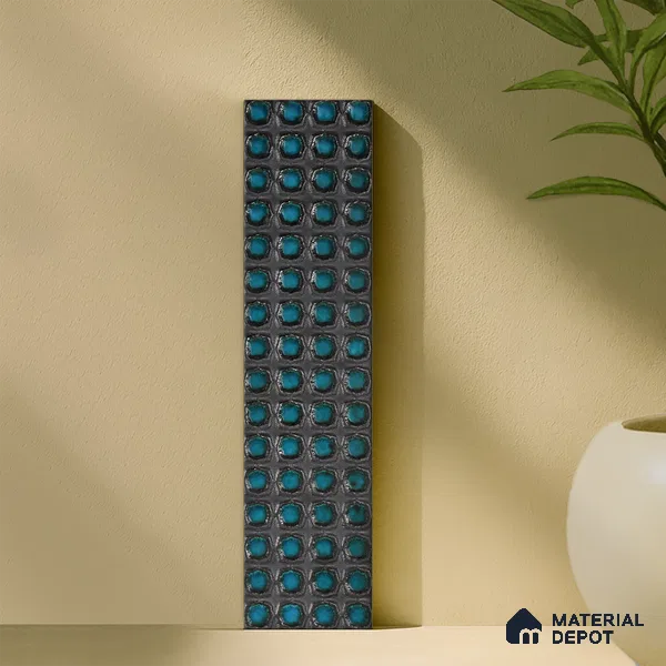 Metallic Wall Handmade Tile TL 05869 B Pattern 2 Turquoise Luxe 297 mm x 72 mm Vitrified - 9 mm | 4 Random Patterns | Suitable For Living Room, Bedroom, Kitchen