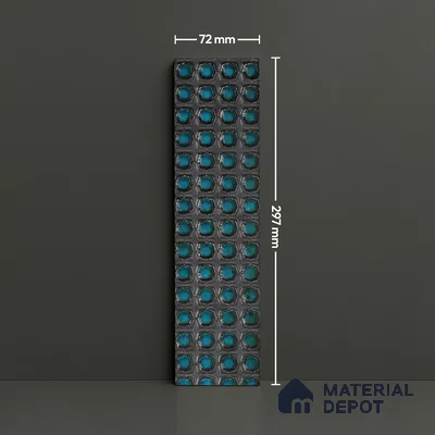 Metallic Wall Handmade Tile TL 05869 B Pattern 2 Turquoise Luxe 297 mm x 72 mm Vitrified - 9 mm | 4 Random Patterns | Suitable For Living Room, Bedroom, Kitchen