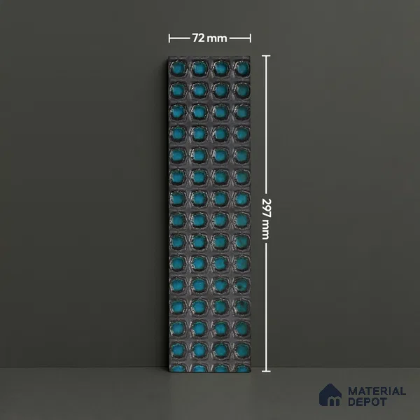 Metallic Wall Handmade Tile TL 05869 B Pattern 2 Turquoise Luxe 297 mm x 72 mm Vitrified - 9 mm | 4 Random Patterns | Suitable For Living Room, Bedroom, Kitchen