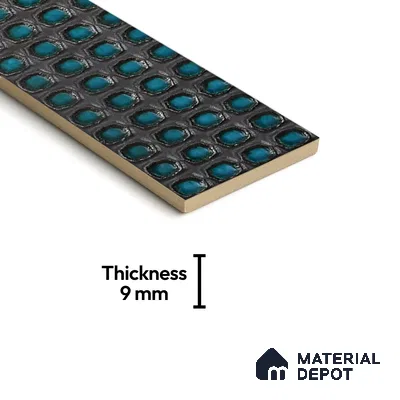 Metallic Wall Handmade Tile TL 05869 B Pattern 2 Turquoise Luxe 297 mm x 72 mm Vitrified - 9 mm | 4 Random Patterns | Suitable For Living Room, Bedroom, Kitchen