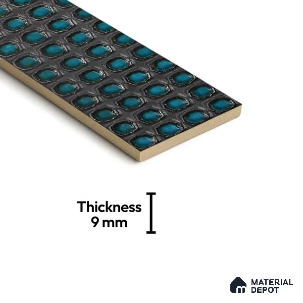 Metallic Wall Handmade Tile TL 05869 B Pattern 2 Turquoise Luxe 297 mm x 72 mm Vitrified - 9 mm | 4 Random Patterns | Suitable For Living Room, Bedroom, Kitchen