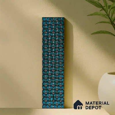 Metallic Wall Handmade Tile TL 05869 C Pattern 3 Turquoise Luxe 297 mm x 72 mm Vitrified - 9 mm | 4 Random Patterns | Suitable For Living Room, Bedroom, Kitchen