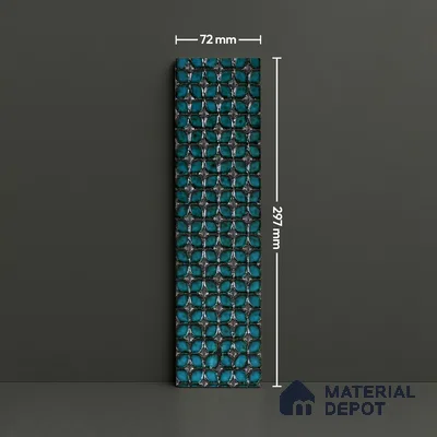 Metallic Wall Handmade Tile TL 05869 C Pattern 3 Turquoise Luxe 297 mm x 72 mm Vitrified - 9 mm | 4 Random Patterns | Suitable For Living Room, Bedroom, Kitchen