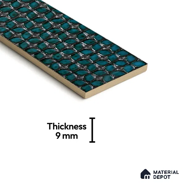 Metallic Wall Handmade Tile TL 05869 C Pattern 3 Turquoise Luxe 297 mm x 72 mm Vitrified - 9 mm | 4 Random Patterns | Suitable For Living Room, Bedroom, Kitchen