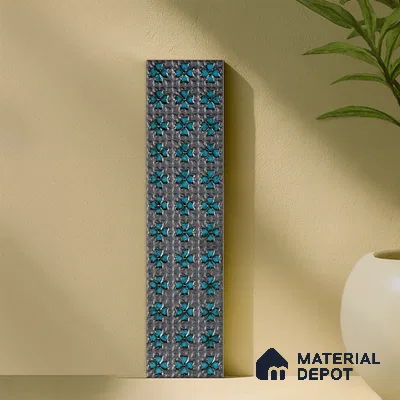 Metallic Wall Handmade Tile TL 05869 D Pattern 4 Turquoise Luxe 297 mm x 72 mm Vitrified - 9 mm | 4 Random Patterns | Suitable For Living Room, Bedroom, Kitchen