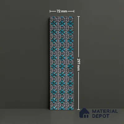 Metallic Wall Handmade Tile TL 05869 D Pattern 4 Turquoise Luxe 297 mm x 72 mm Vitrified - 9 mm | 4 Random Patterns | Suitable For Living Room, Bedroom, Kitchen