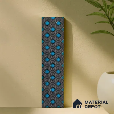 Metallic Wall Handmade Tile TL 05869 Pattern 1 Turquoise Luxe 297 mm x 72 mm Vitrified - 9 mm | 4 Random Patterns | Suitable For Living Room, Bedroom, Kitchen