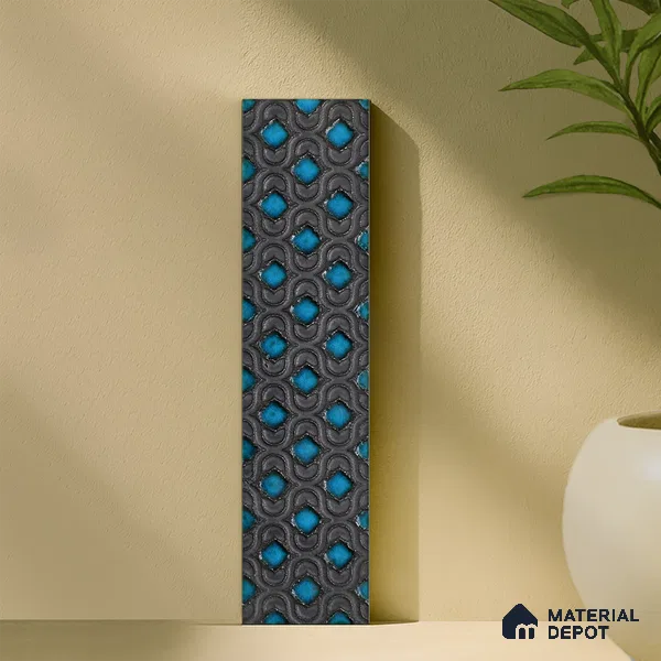 Metallic Wall Handmade Tile TL 05869 Pattern 1 Turquoise Luxe 297 mm x 72 mm Vitrified - 9 mm | 4 Random Patterns | Suitable For Living Room, Bedroom, Kitchen