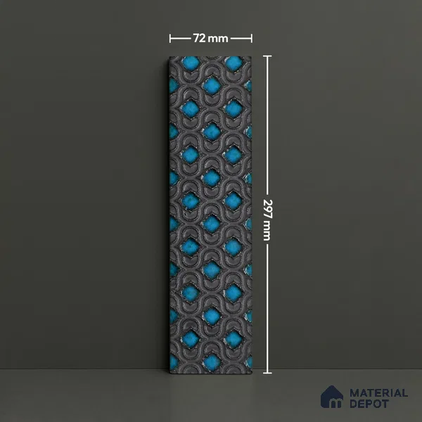 Metallic Wall Handmade Tile TL 05869 Pattern 1 Turquoise Luxe 297 mm x 72 mm Vitrified - 9 mm | 4 Random Patterns | Suitable For Living Room, Bedroom, Kitchen